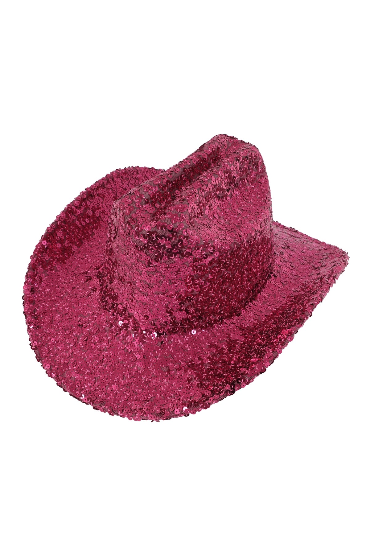 Fuchsia Glitter Solid Color Fedora Cowboy Hats - Set of 6