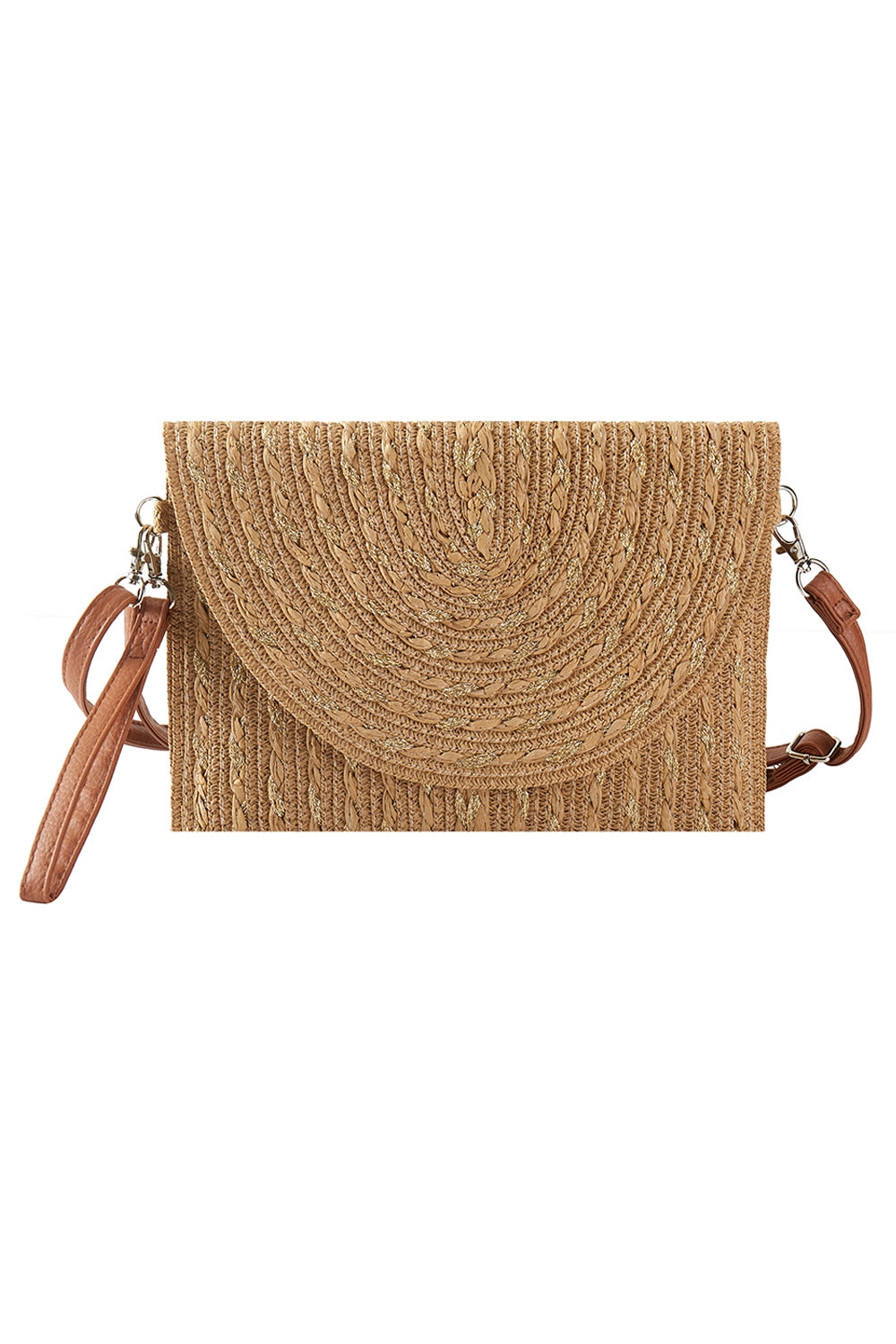 Taupe Gold Thread Mixed Color Straw Pack of 6 for Clutch and Crossbody Bags