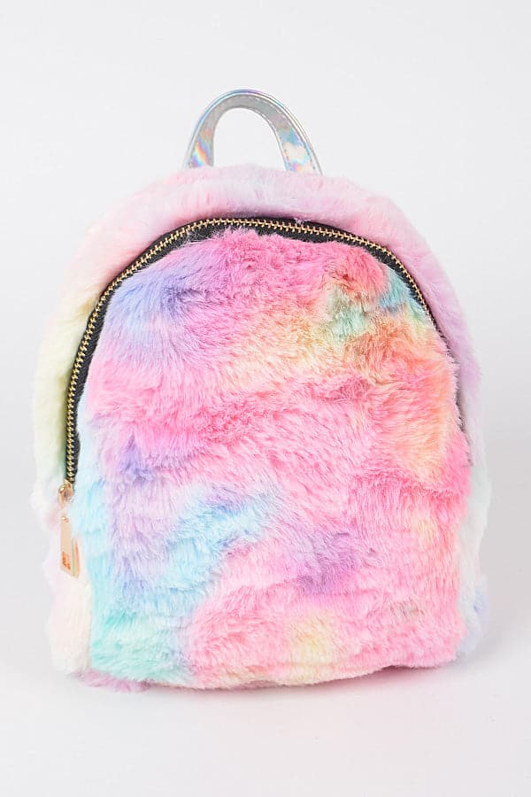 Multicolor Dye - Effect Faux Fur Backpack Pack of 3