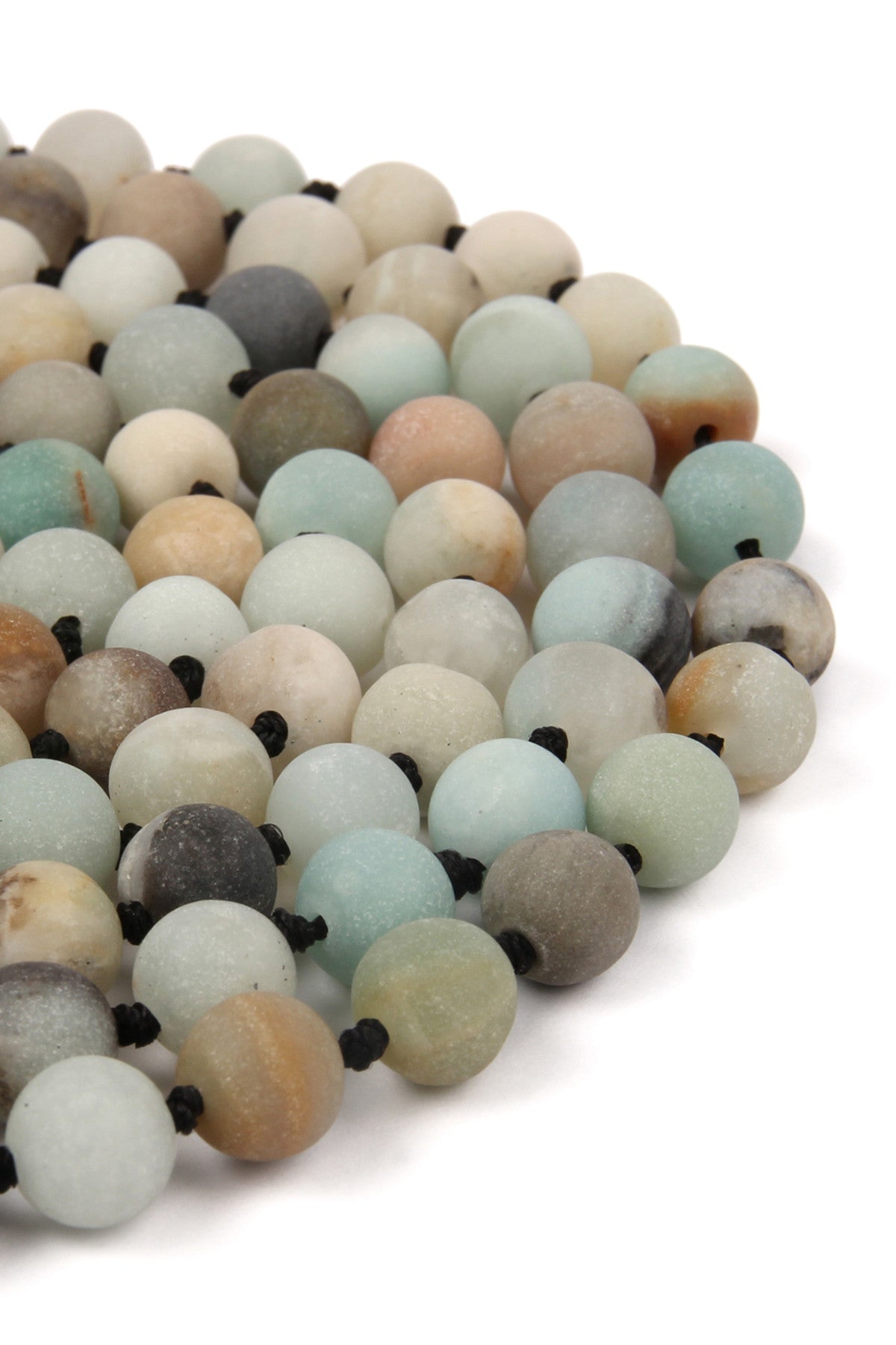 Set of 6 Hand - Knotted Long Necklaces in Multicolor Natural Stone