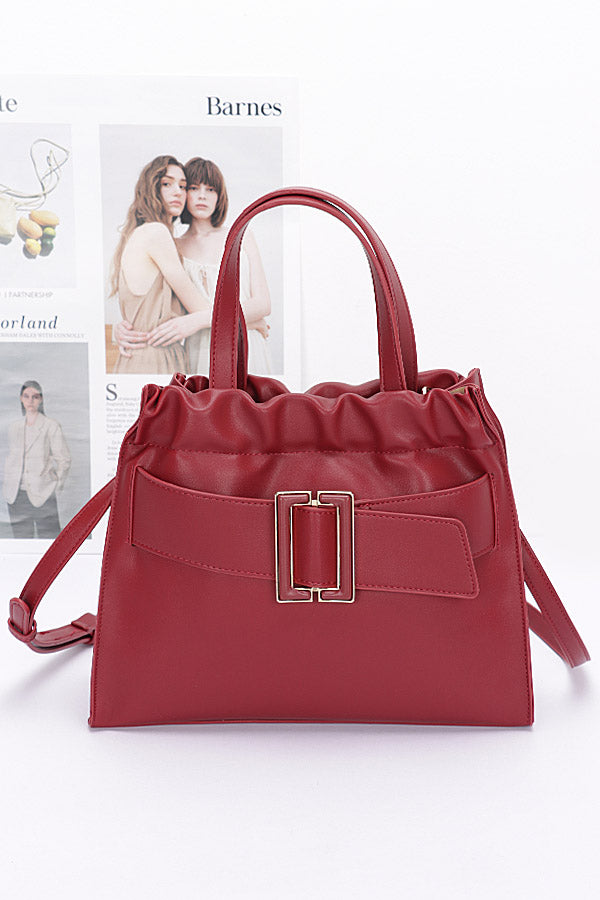 Set of 3 Burgundy 0611 Faux Leather Handle Bags