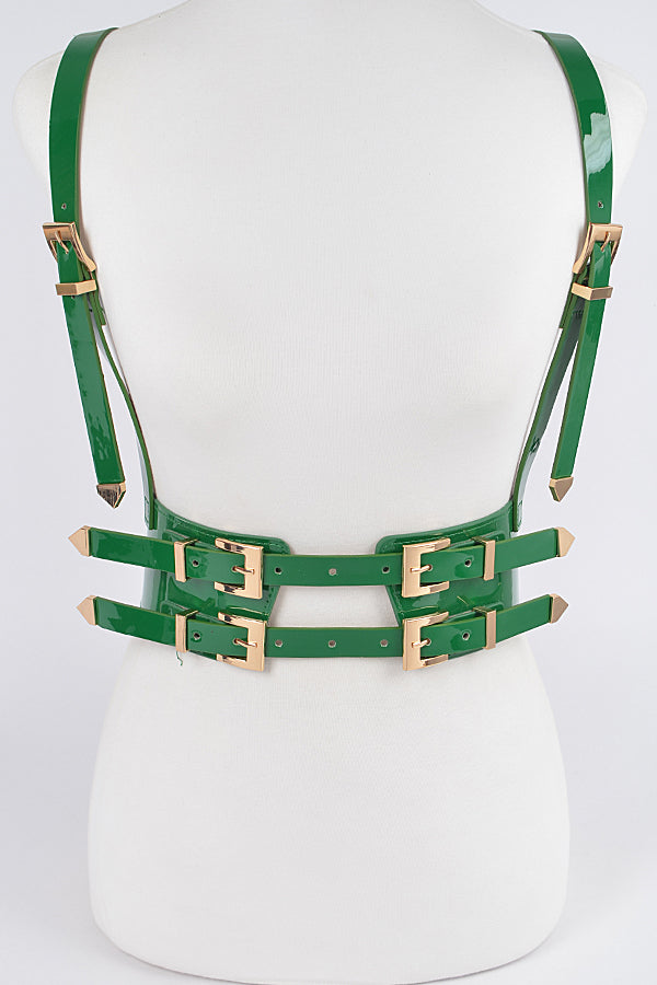 Set of 6 Faux Leather 8058 Green Harnesses