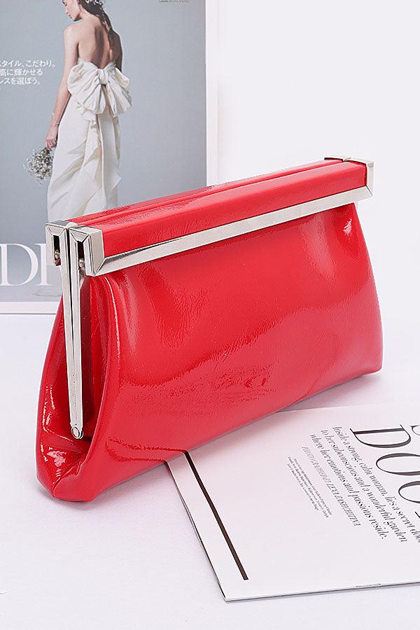 Pack of 3 Patent Leather Frame Olive Clutch Bags - Style 0836