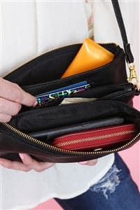 Set of 6 Ivory Faux Leather Crossbody Wristlet Bags