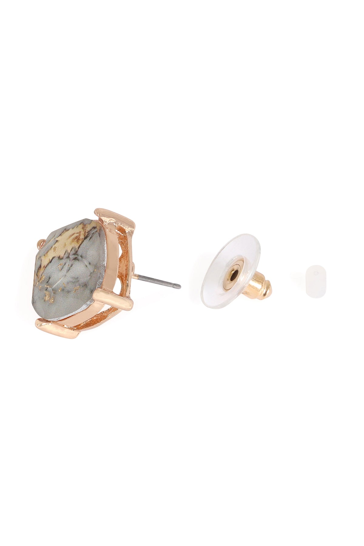 White Marble Epoxy Stud Earrings - A Pack of Six Pieces of Elegant Jewelry