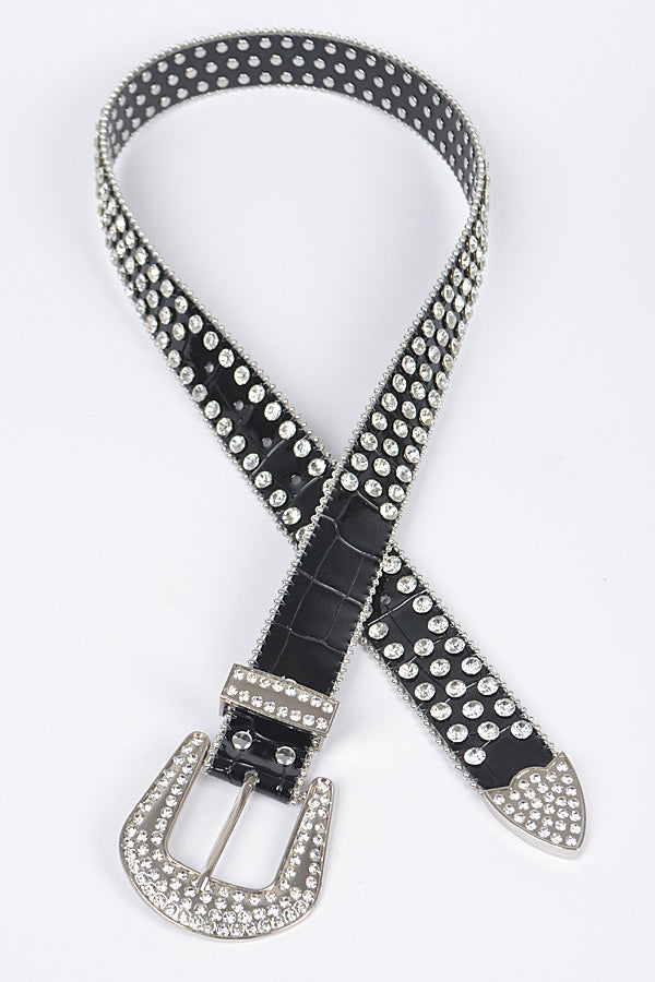 Set of 6 Stylish 7258 White Multi - Metal Stone Studded Belts
