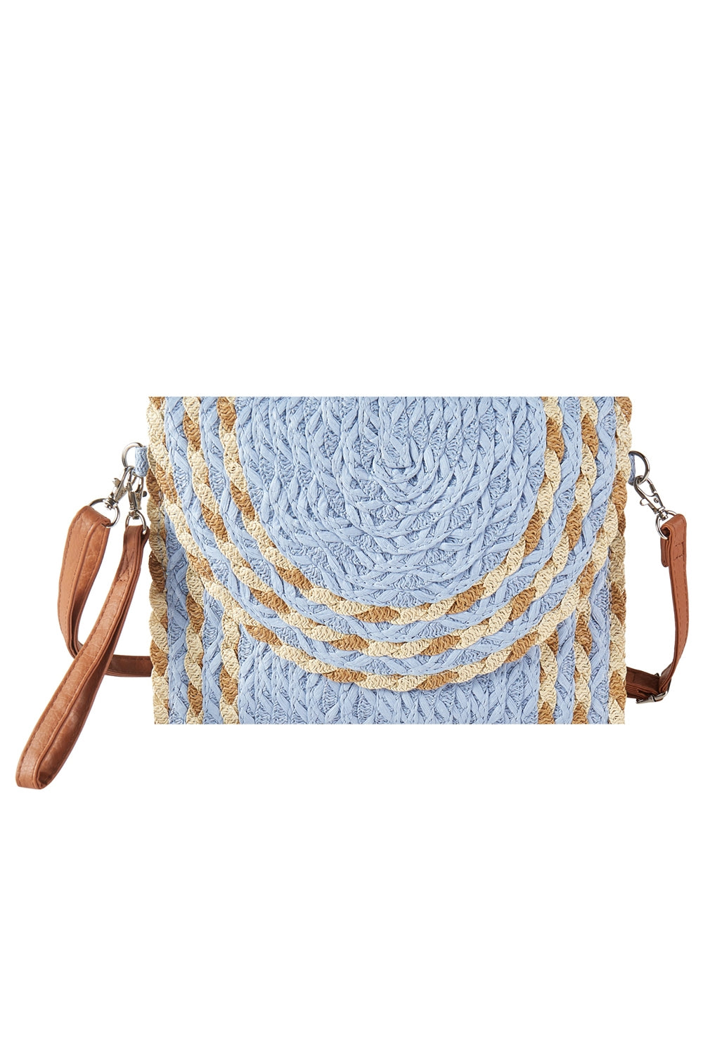 6-Pack Blue Mixed Color Straw Clutch and Crossbody Bags
