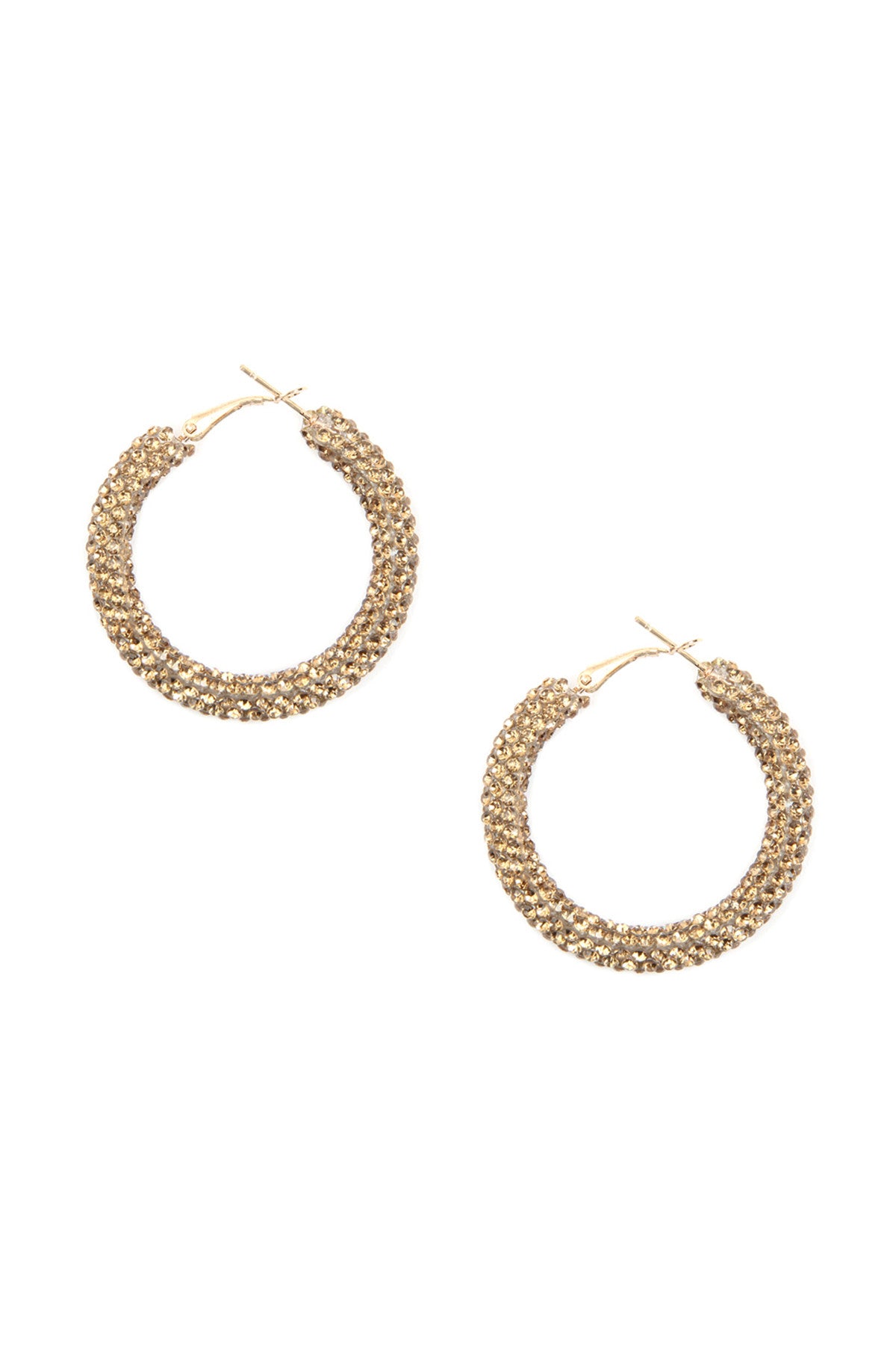 Set of 6 Gold - Plated Rhinestone Hoop Earrings