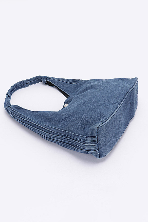 Set of 3 Stylish Black 7811 Denim Hobo Bags