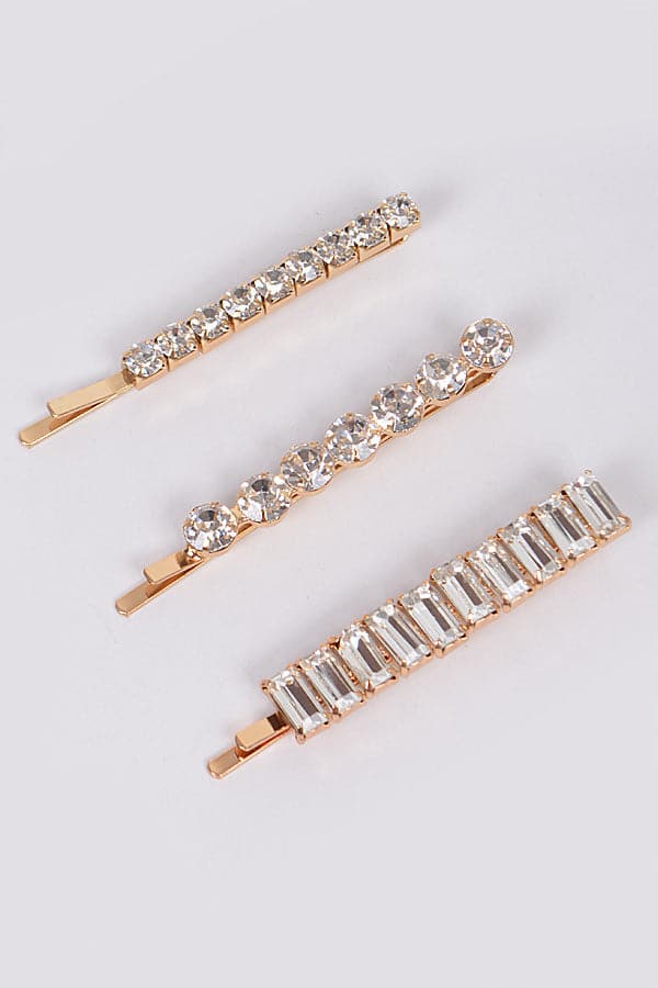Pack of 6 - 2628 Clear Jeweled Rhinestone Hairpins