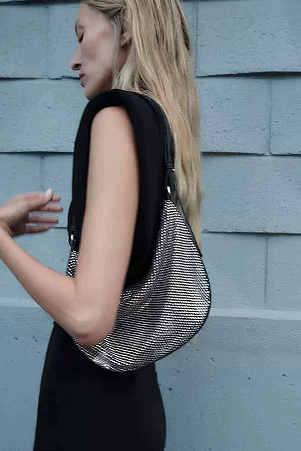 Pack of 3 Stylish Black 7826 Rhinestone Mesh Shoulder Bags