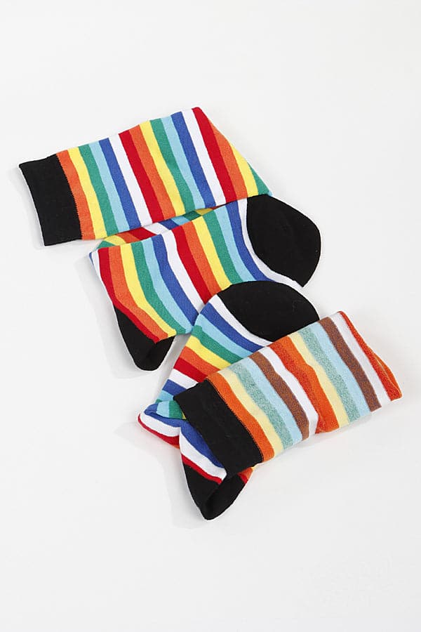 Pack of 6 400 Black Rainbow Stripe Socks