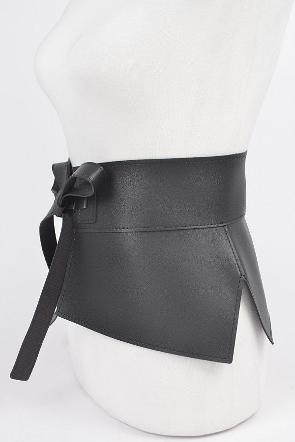 Set of 6 Faux Leather Black Skirt Belts - Style 9578
