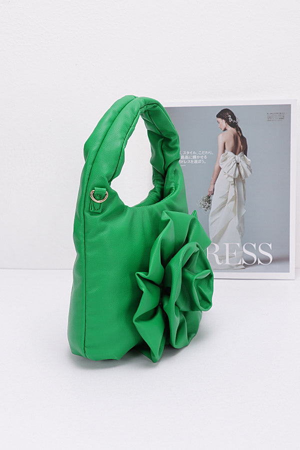 Set of 3, 3916 White Faux Leather Big Flower Handle Bags