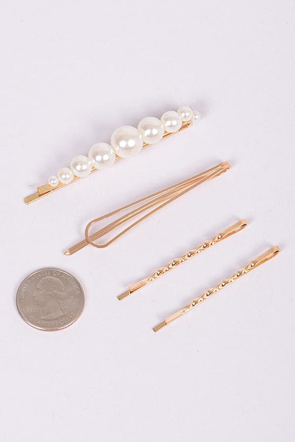 Pack of 6 Pieces of 1528 Gold Pearl Twirl Hairpin Sets