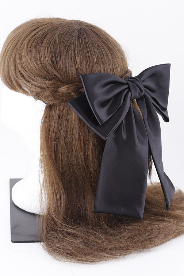 Beige Double Ribbon Hair Clip - Set of 6