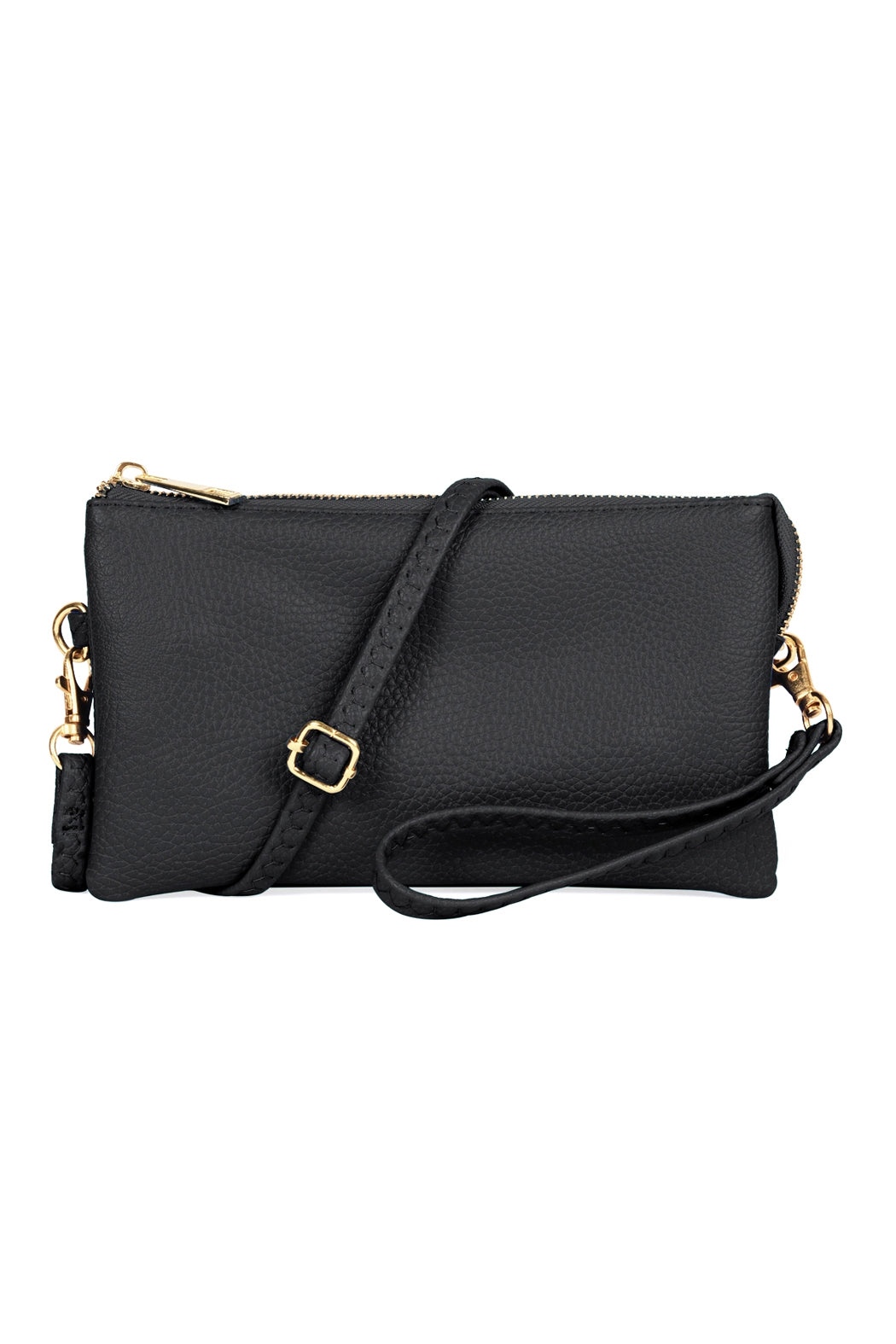 Pack of 6 Black Faux Leather Crossbody Wristlet Bags