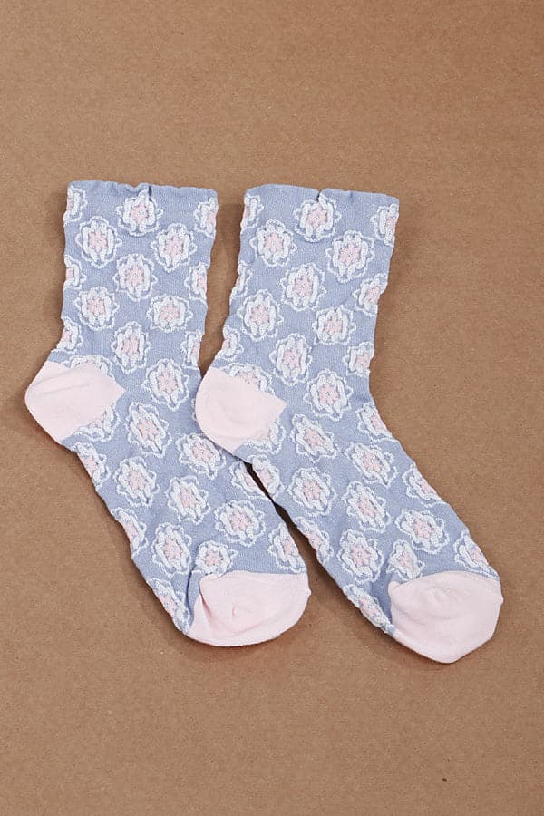 Pack of 6 Vibrant Blue Multi - Floral Socks