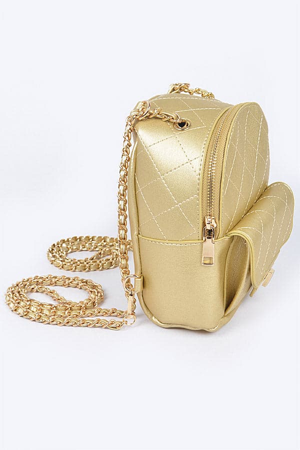 Blue Quilted Mini Chain Back Pack - Set of Three