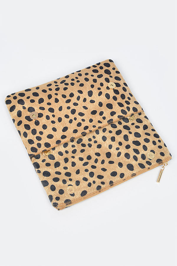 Set of 3 White 9633 Faux Leo Skin Folded Bags