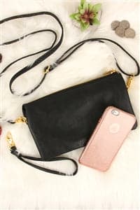 Set of 6 Ivory Faux Leather Crossbody Wristlet Bags