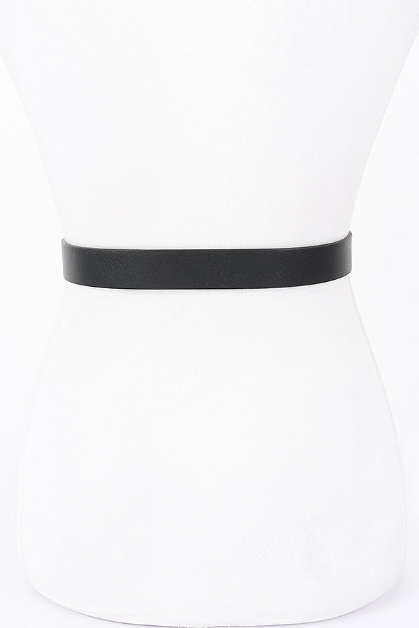Set of 6 White Gold Faux Leather Multi - Metal Buckle Belts