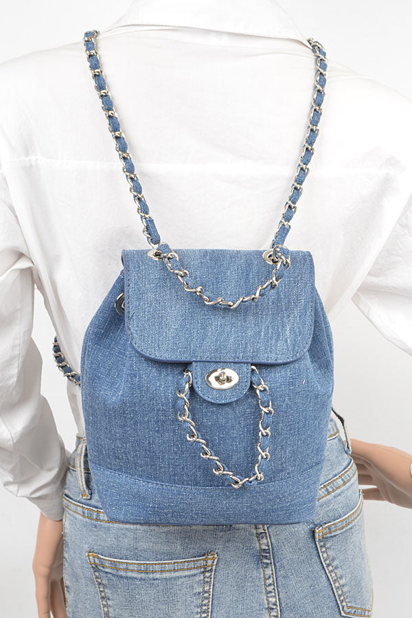 Set of 3 Denim Back Packs in Light Blue Shade 4411