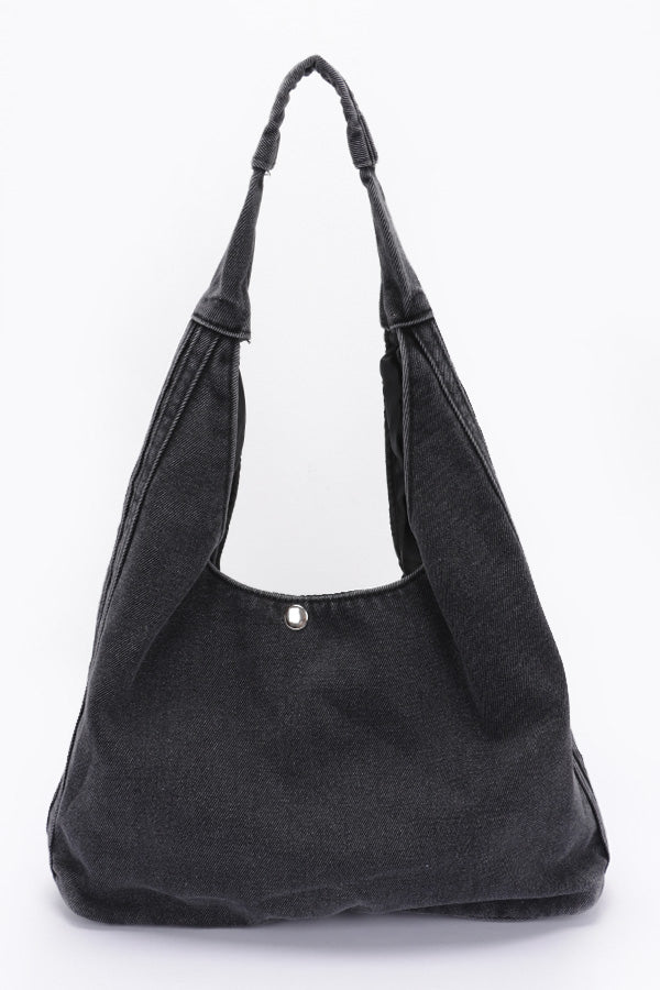 Set of 3 Stylish Black 7811 Denim Hobo Bags