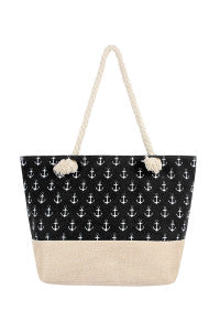 Pack of 6 Stylish Black Anchor Printed Polyester Tote Bags