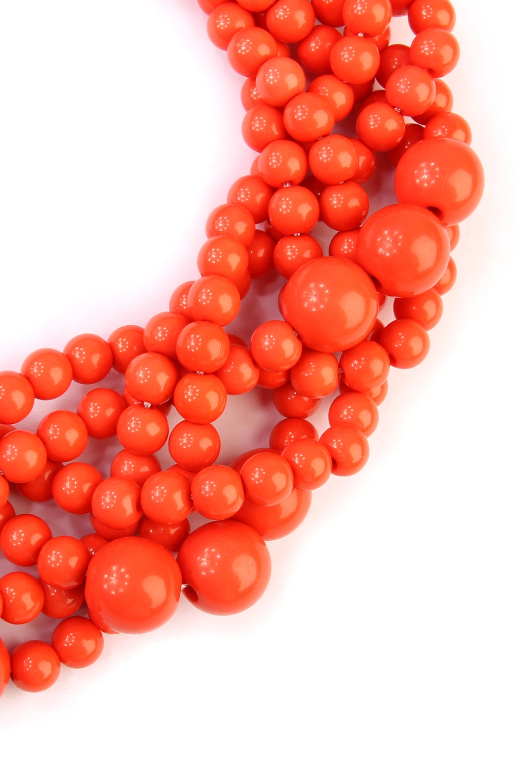 Fashionable Coral Multi - Strand Bubble Choker Necklace and Earring Jewelry Set - Pack of Six Pieces