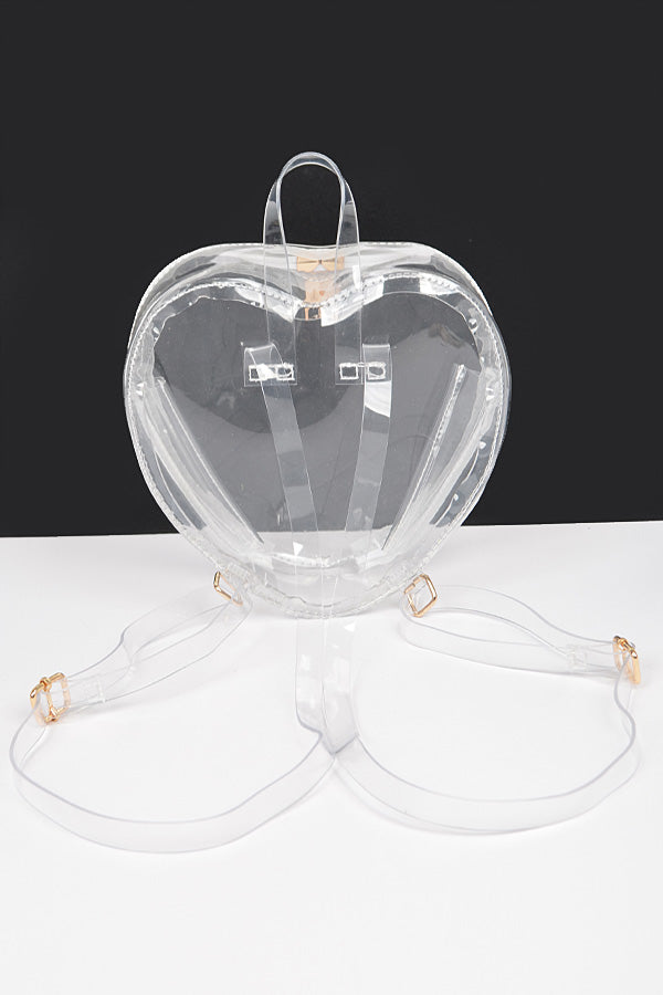 Set of Three 2411 Transparent Gold Heart - Shaped Backpacks