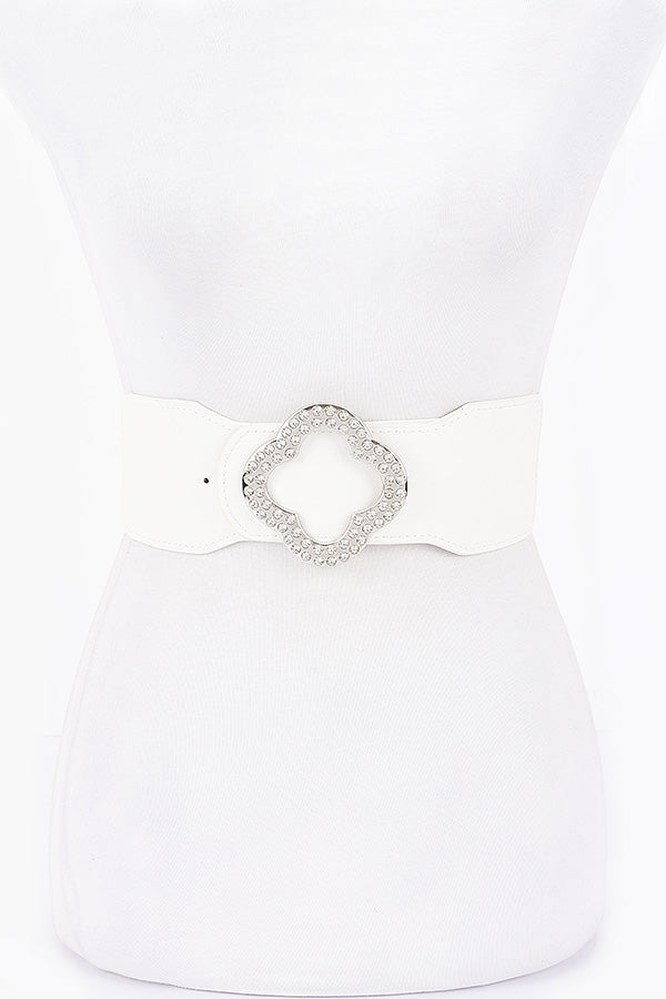 Pack of 6 Faux Leather Stretch Belts in White 3978
