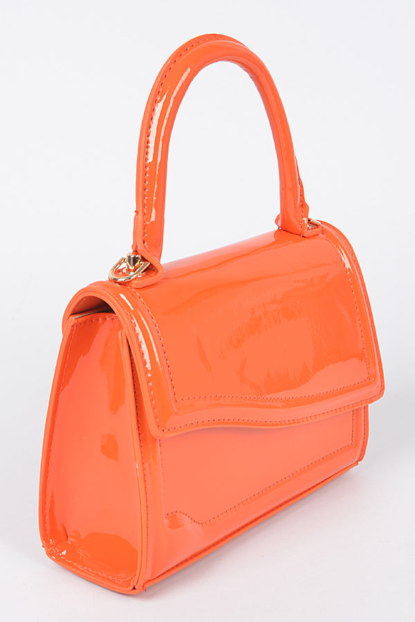 Set of 3 Nude 6865 Enamel Faux Leather Top Handle Bags