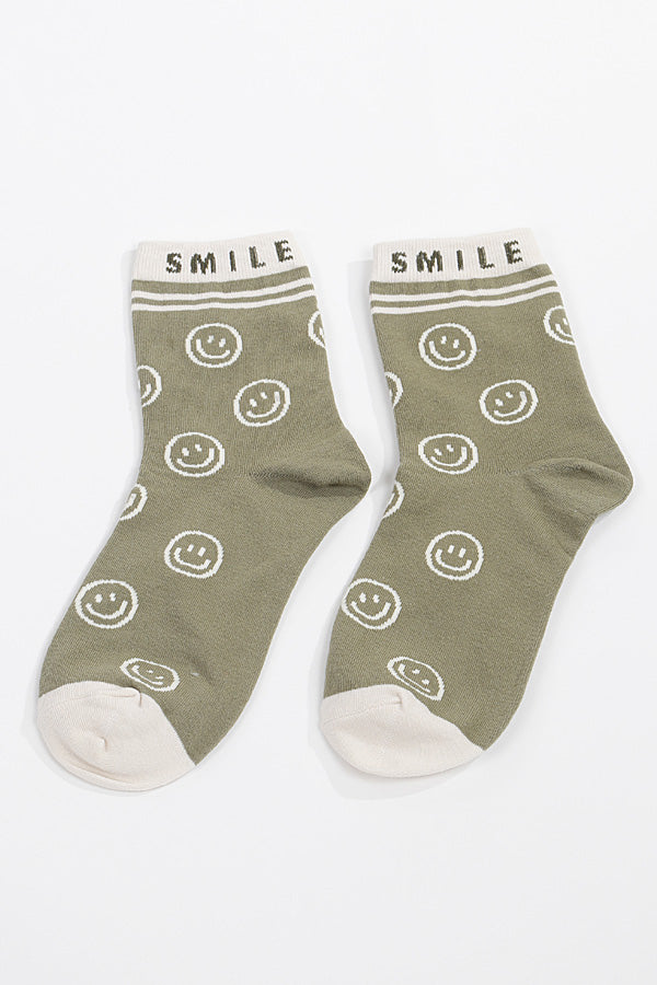 6 - Piece Pack of 7 Olive Brand Multi - Smile Socks