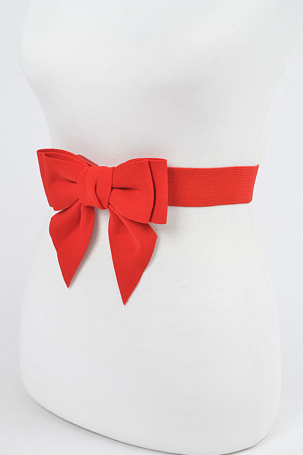 Red Ribbon Buckle Stretch Belt - Pack of 6