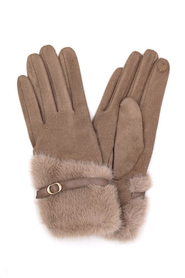 Pack of 6 Taupe 9800 Smart Touch Faux Fur Gloves