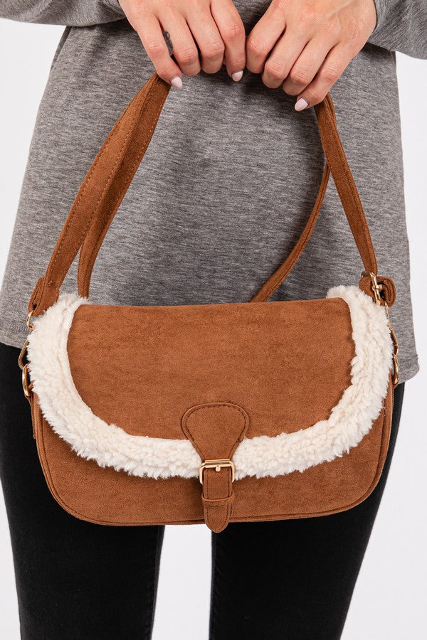 Set of 3 Solid Black 1620 Fleece - Trimmed Crossbody Bags
