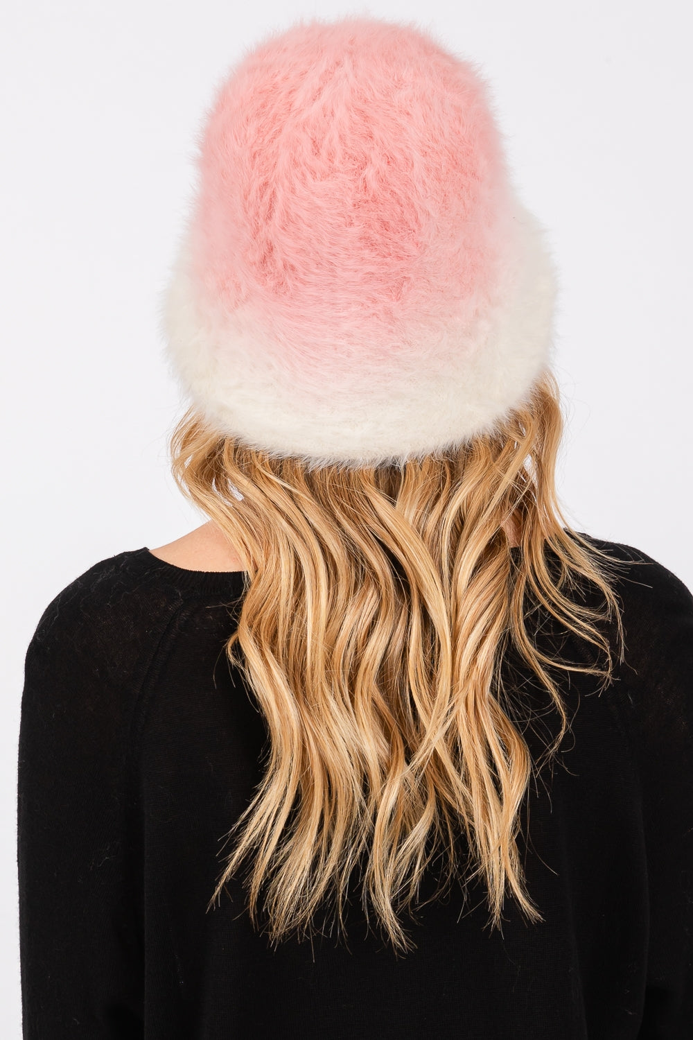 Fashionable Gradient Pink Fuzzy Bucket Hats - Set of Six