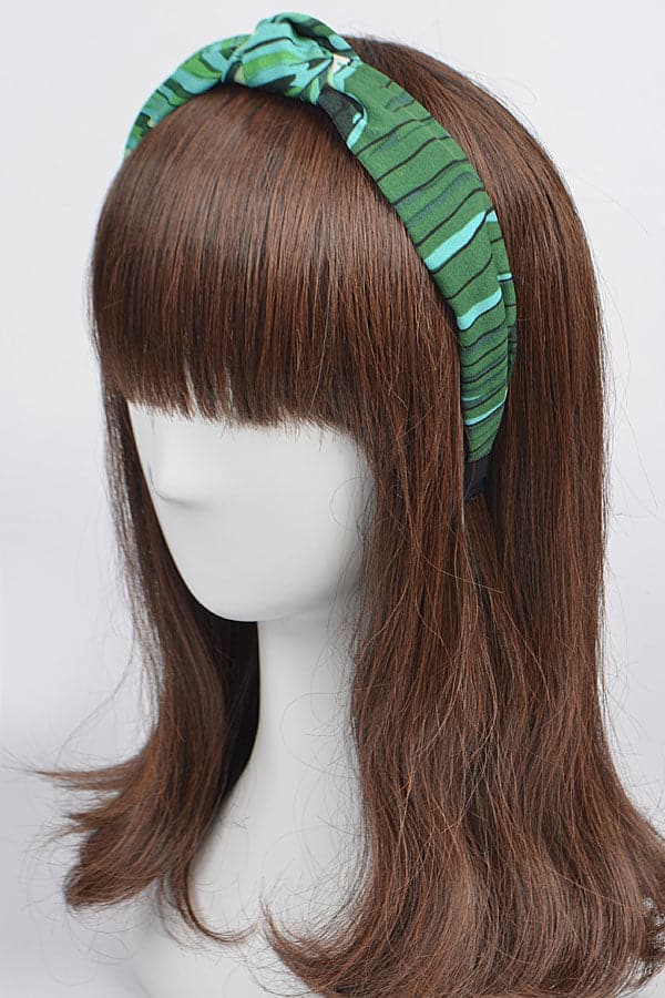 Pack of 6 Green Leaf Print Head Bands - Model 5638