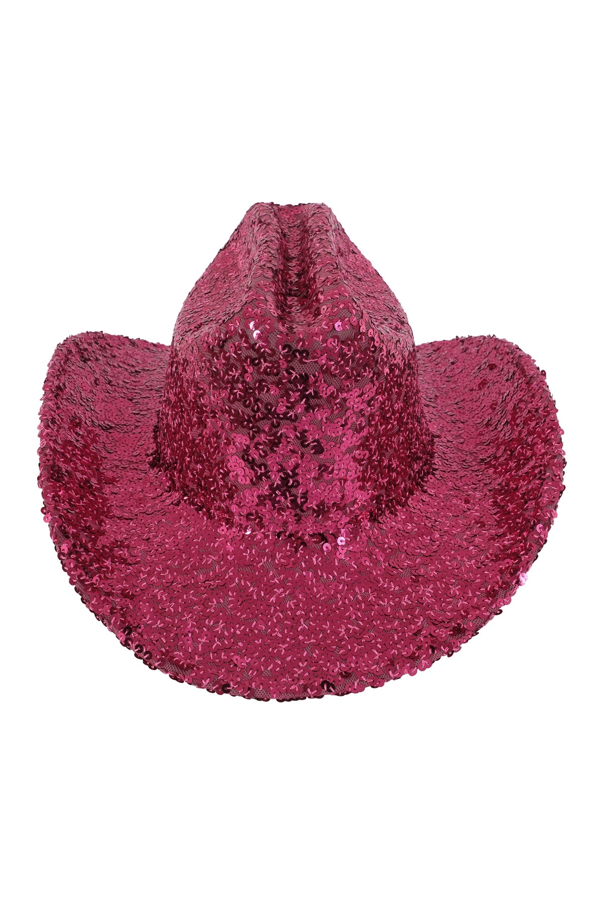 Fuchsia Glitter Solid Color Fedora Cowboy Hats - Set of 6
