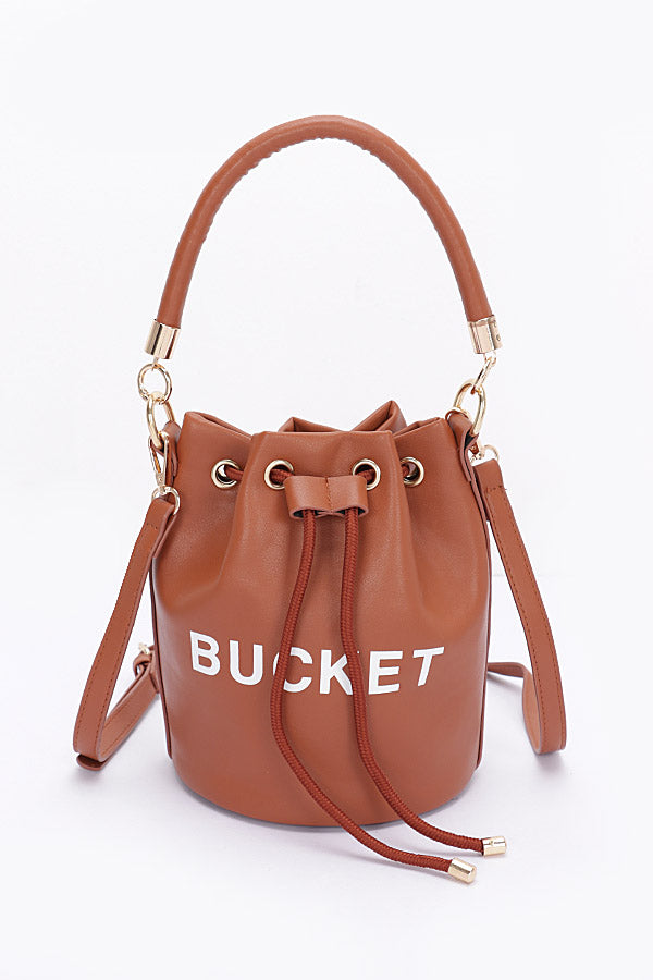 Set of 3 Faux Leather 7726 Camel Bucket Bags