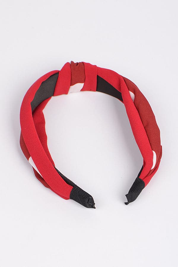 Pack of 6 Red 3538 Knotted Dot Fabric Headbands