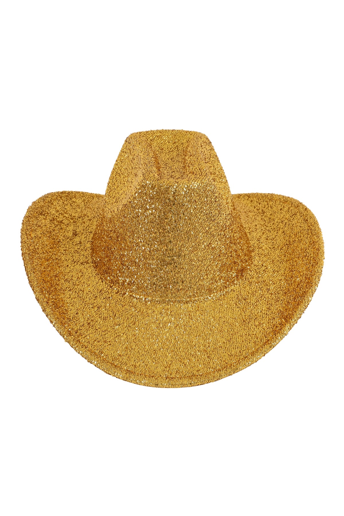 Gold Glitter Solid Color Fedora Hats - Set of Six Fashion Accessories
