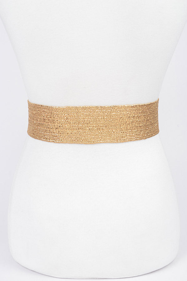 6-Piece Pack of Shimmering 6378 Gold Rhinestone Elastic Belts