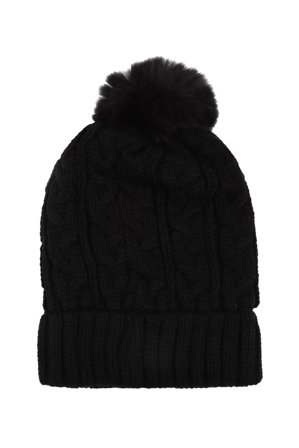 Black Chain Rib Knit Pattern Beanie - Set of Six Pieces