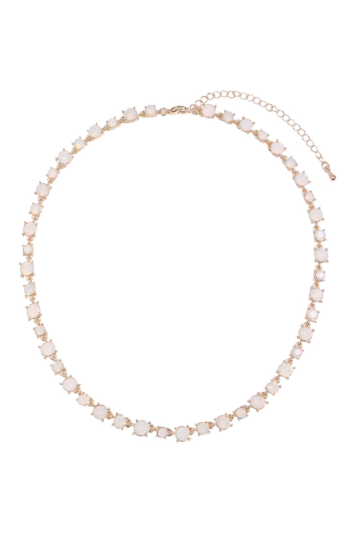 Set of 6 Clear Bold Round Rhinestone Crystal Necklaces