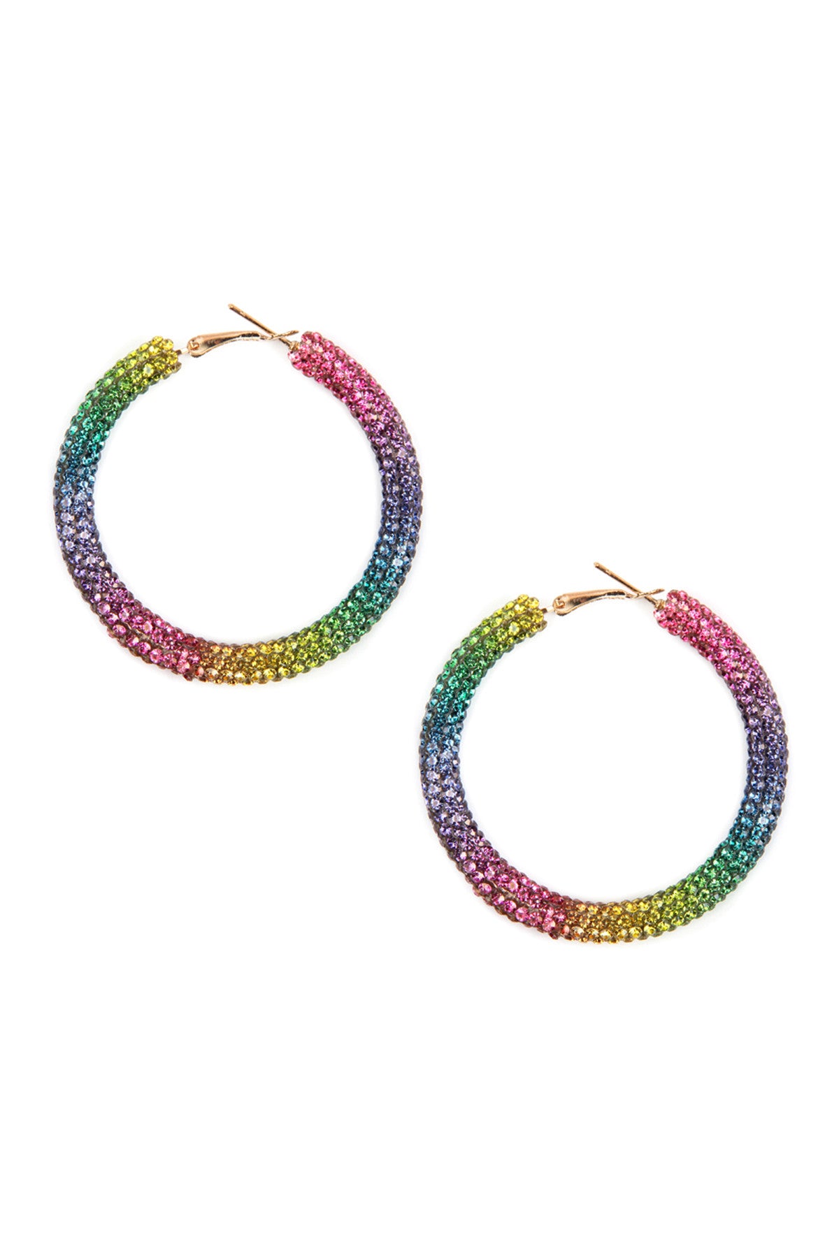 Set of 6 Multicolored Rhinestone-Covered Hoop Earrings for Fashion Accessories