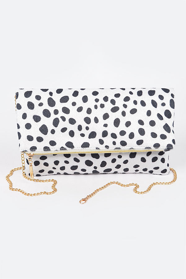 Set of 3 White 9633 Faux Leo Skin Folded Bags