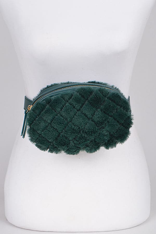 Pack of 3 Adorable 2617 Green Faux Fur Fanny Packs