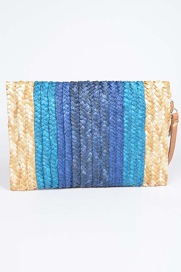 Set of 3 Colorful Straw Envelope Clutches in Brown 9106